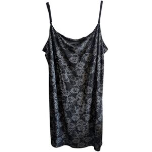 Dark Floral Chemise Dress Women's 3X Goth Grunge Y2K Punk Streetwear Slip